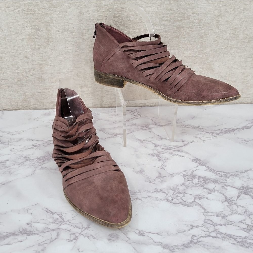 MI.IM Dusty Plum Purple Mauve Sliced Shooties Ankle Booties Leather Boots